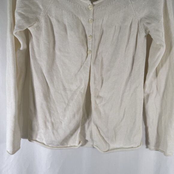 Garnet Hill Kids Cardigan Girls XL White Knit 1/4 Button Cotton Cashmere Long Sl - Picture 3 of 12
